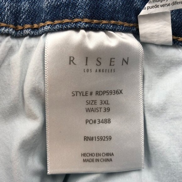NWT Risen Women Whitney Jeans Size 3XL Light Wash Wide Leg Distressed Blue Denim - Picture 14 of 16